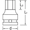 GEDORE 1 inch Antrieb 27 mm Sechskant-Schlagschrauber-Steckschlüssel, 60 mm Länge, phosphatiert 1956582