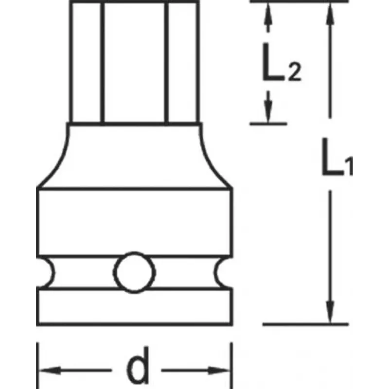 GEDORE 1 inch Antrieb 27 mm Sechskant-Schlagschrauber-Steckschlüssel, 60 mm Länge, phosphatiert 1956582