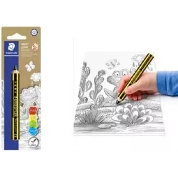 Staedtler Noris Junior Graphitstift - 2B, Schwarz/Gelb gestreift, runder Schaft, Einzelstück 141-2B BK