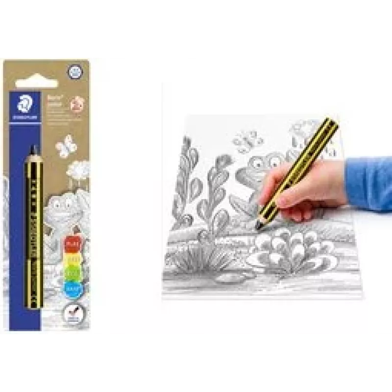 Staedtler Noris Junior Graphitstift - 2B, Schwarz/Gelb gestreift, runder Schaft, Einzelstück 141-2B BK