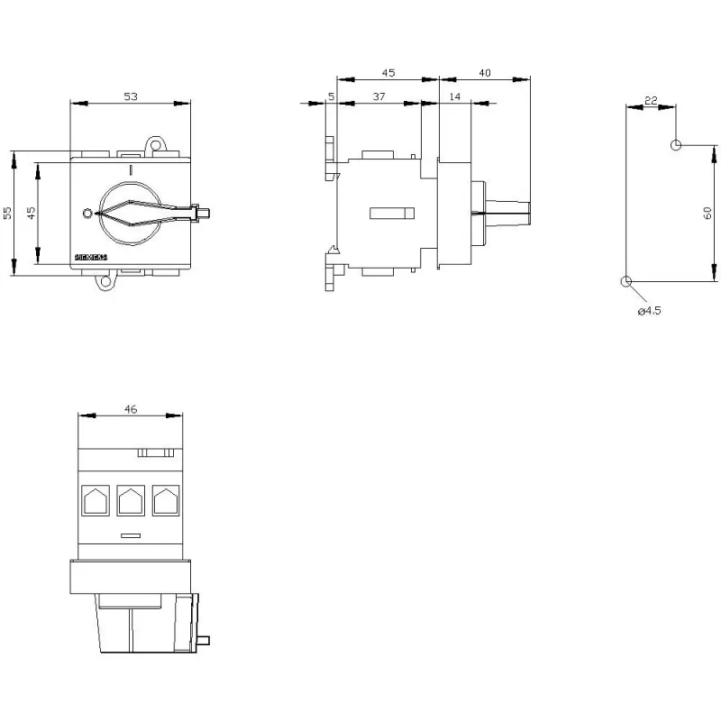 Siemens SENTRON 3LD2 3-poliger Lasttrennschalter 25A 690V Rot/Gelb 3LD21300TK13