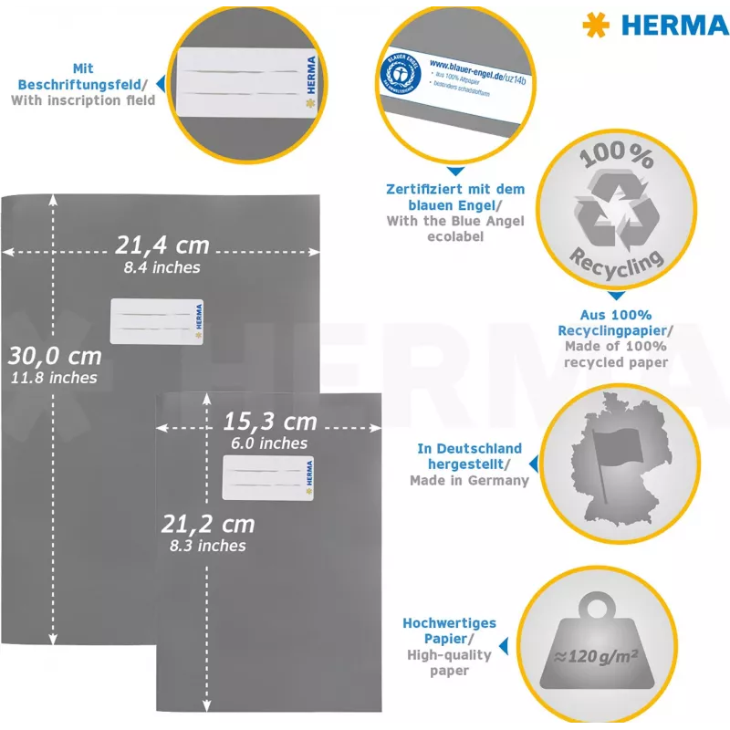 HERMA Umschlag für Hefte A4 braunes Papier 214 x 300 mm 1 Stück 7097