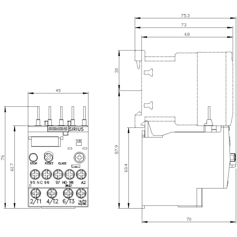 SIEMENS SIRIUS 3RU21 Thermischer Überlastschutz 1,8-2,5A S00 Schraubklemmen 3RU21161CB0
