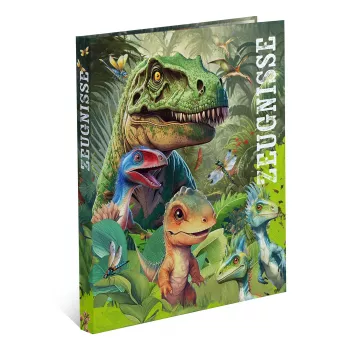 HERMA Dino World A4 Ringbuch, stabiler Karton, 2-Ring-Mechanik, 30 mm Rücken, vollflächig bedruckt, für Urkunden und Schulsachen 20160