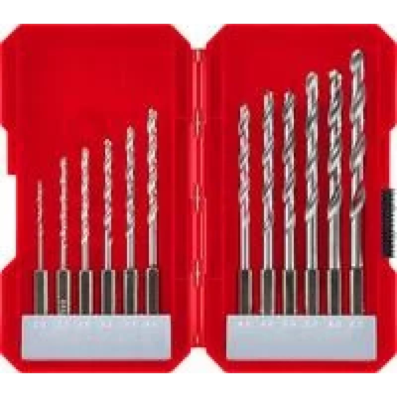 kwb 108810 HSS Metall-Spiralbohrer-Set, 12-teilig, kompatibel mit Schnellspann- und Zahnkranzbohrfutter