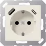 JUNG A 1520-15 CA SCHUKO-Steckdose 16 A 250 V mit USB-Ladegerät 1 x Typ A + 1 x Typ C, Safety Plus, Serie AS, weiß (ivory)