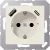 JUNG A 1520-15 CA SCHUKO-Steckdose 16 A 250 V mit USB-Ladegerät 1 x Typ A + 1 x Typ C, Safety Plus, Serie AS, weiß (ivory)