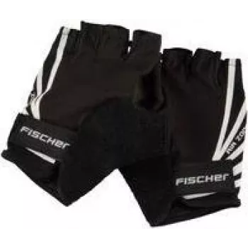 FISCHER Fahrradhandschuhe Sport, Größe S/M, gepolsterte Handfläche, atmungsaktiver Handrücken, Klettverschluss, Unisex, Halbfinger 86313