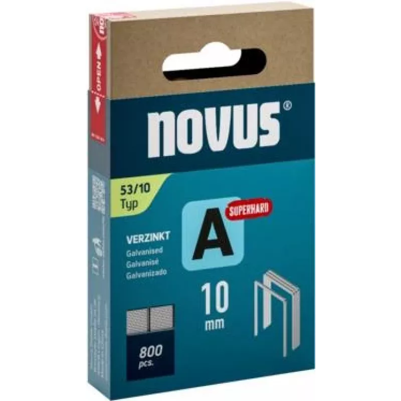 Novus Type 53 Feindrahtklammern A 10 mm Superhart Verzinkter Stahl 800 Stück 042-0778