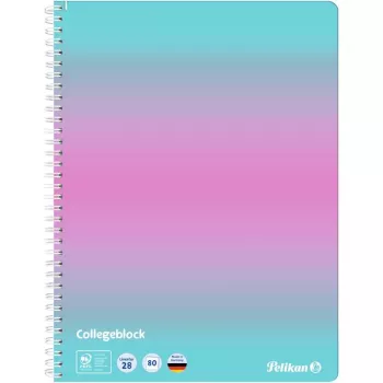 Pelikan Collegeblock Color Edition A4 Mint/Rosé liniert mit 2 Rand, 80 Blatt, 70 g/m² holzfrei, 4-fach gelocht, 1 Stück 400197019