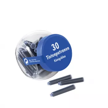 Pelikan 4001 Standard International Kurz Tintenpatronen für Füllfederhalter, Königsblau, Löschbar & Auswaschbar, 30 Patronen im Glas 300003745