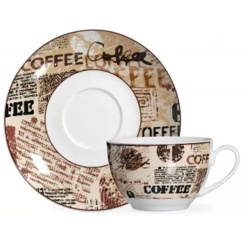 Ritzenhoff & Breker CREMA Cappuccino-Set, 4-teilig, Porzellan, Motivdruck, spülmaschinenfest 422108