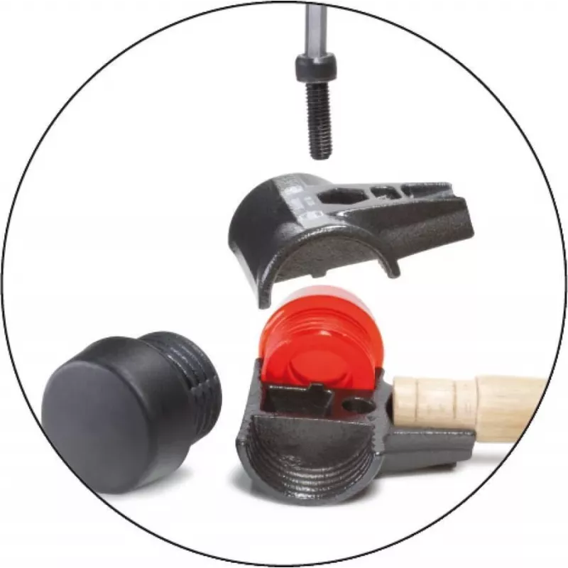 Wiha 26582 Sicherheits-Soft-Face-Hammer, schwarz/weiße Bahnen, 3000 g, Hickory-Stiel