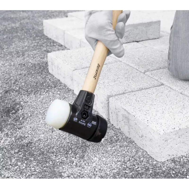 Wiha 26582 Sicherheits-Soft-Face-Hammer, schwarz/weiße Bahnen, 3000 g, Hickory-Stiel