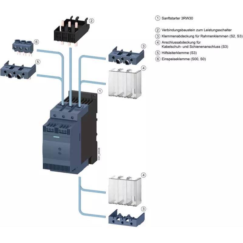 SIEMENS SIRIUS 3RW30361BB04 Sanftstarter, 400V, 32A, 15kW, 24V AC/DC Steuerung
