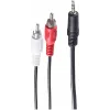 SHIVERPEAKS BASIC-S Audiokabel, 2x RCA Stecker auf 3,5 mm Klinkenstecker, 5,0 m, Stereo, Schwarz, Polybeutel BS30832-5