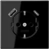 JUNG LS 1520-15 CA SW SCHUKO-Steckdose 16 A mit USB-Ladegerät 1 x Typ A + 1 x Typ C, Safety Plus, Serie LS, schwarz
