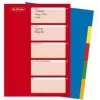 HERLITZ A4 Kunststoff-Register, 10-teilig, blanko, sortierte Farben, PP 0,12 mm, Mehrfachlochung, mit Deckblatt (10715415)