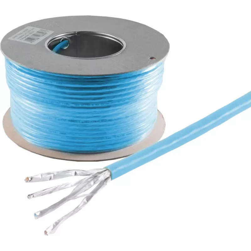 HELOS Cat 8.1 S/FTP PiMF Installationskabel, LSZH, Blau, 100m Ring