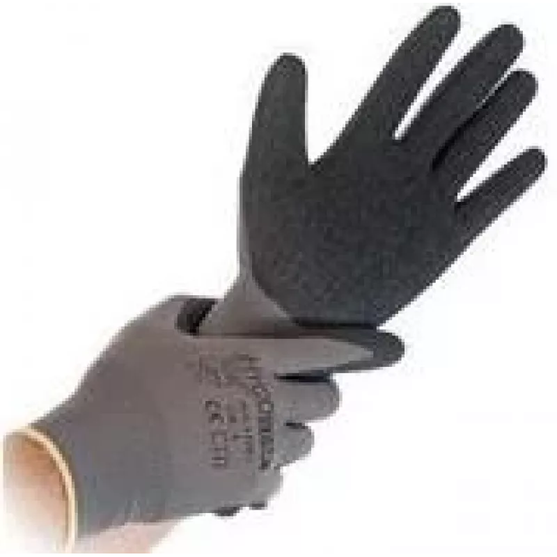 HYGOSTAR Skill Arbeitshandschuhe Grau/Schwarz Größe S Nylon-Feinstrick Polymerbeschichtet 1/4-Tauchung 12er-Pack 33986