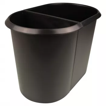 HELIT the double Papierkorb, oval, 20 L, schwarz, PE, ohne Deckel, Teil 1 (H6103795)