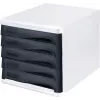 HELIT H6129498 Schubladenbox, 5 Schubladen, Hellgrau/Schwarz, Polystyrol/ABS, stapelbar