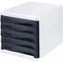 HELIT H6129498 Schubladenbox, 5 Schubladen, Hellgrau/Schwarz, Polystyrol/ABS, stapelbar