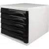 HELIT H6129498 Schubladenbox, 5 Schubladen, Hellgrau/Schwarz, Polystyrol/ABS, stapelbar