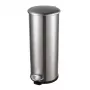 HELIT Tret-Abfalleimer Zink, 20 L, Silber Edelstahl, Rund, Soft-Close, Fußpedal H2406600
