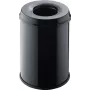 Helit H2515495 Stahl-Abfalleimer mit Flammenlöschkopf, 15 Liter, Schwarz, Rund