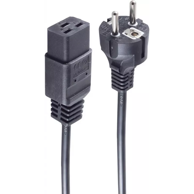 SHIVERPEAKS Basic Stromkabel Schuko auf IEC C19, 3 m, 16 A, Schwarz BS60015-S
