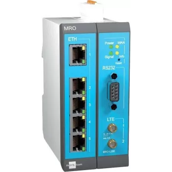 INSYS MoRoS icom MRO-L210 Industrial LTE Router, Ethernet WAN, 2x 10/100 Ethernet, Blau/Grau/Weiß 10019403