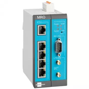 INSYS MoRoS icom MRO-L210 Industrial LTE Router, Ethernet WAN, 2x 10/100 Ethernet, Blau/Grau/Weiß 10019403