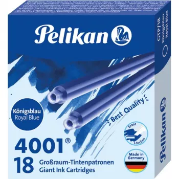 Pelikan 4001 GTP/18 königsblaue Standard-Großraum-Tintenpatronen, 18er-Pack 300735