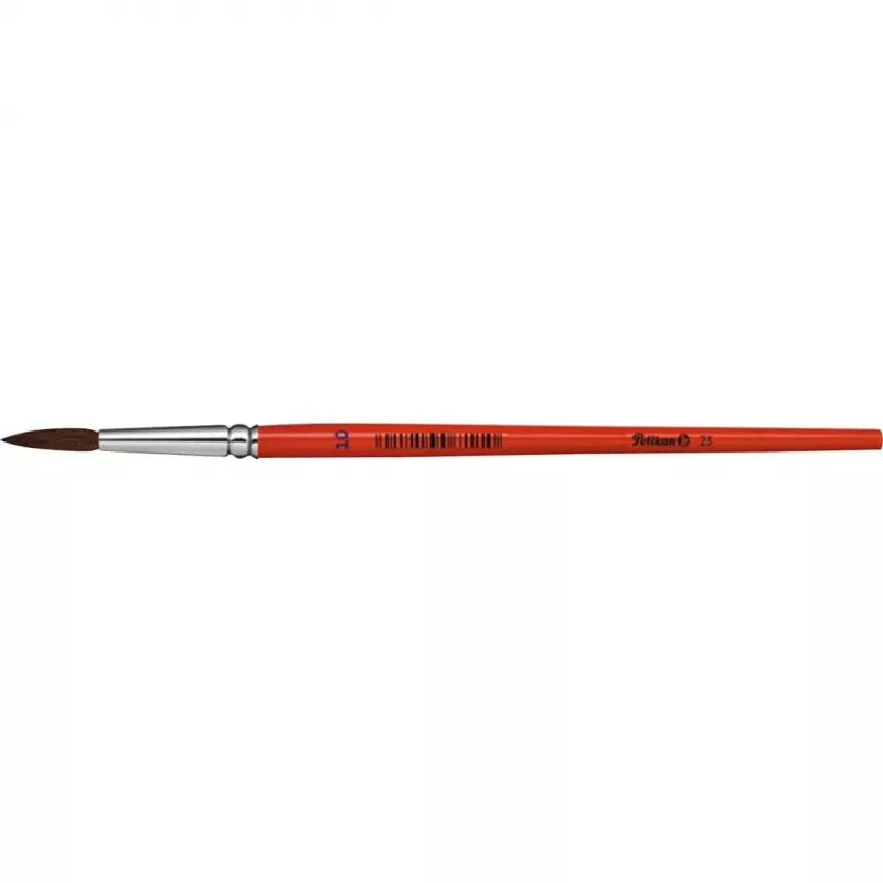 Pelikan Sorte 23 Rundpinsel Größe 10, Ponyhaar, orangefarbener lackierter Holzstiel 711077