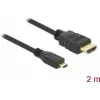 DeLOCK HDMI-auf-Micro-HDMI-Kabel 2 m, 32 AWG, High Speed mit Ethernet, 4K 82664