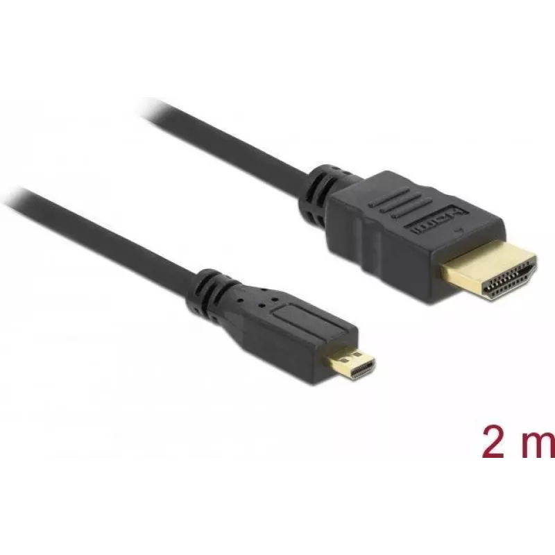 DeLOCK HDMI-auf-Micro-HDMI-Kabel 2 m, 32 AWG, High Speed mit Ethernet, 4K 82664