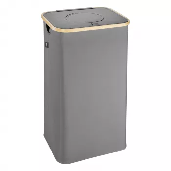 HELIT H2406087 Pfandflaschensammler 100L Grau Oxford-Gewebe mit Bambusring und abnehmbarem Tragebeutel