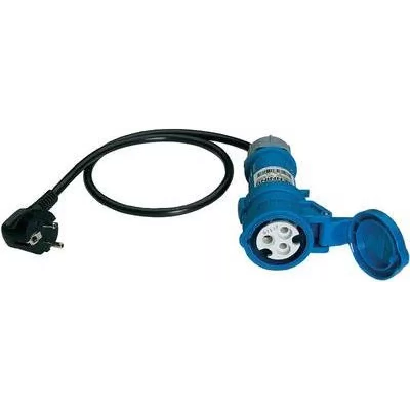Benning Messadapter Schuko-Stecker auf CEE Caravan-Steckdose 16 A 3-polig Blau (044143)