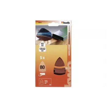 KWB 496108 Delta Schleifpapier, Körnung 80, 93 mm, 5er-Pack