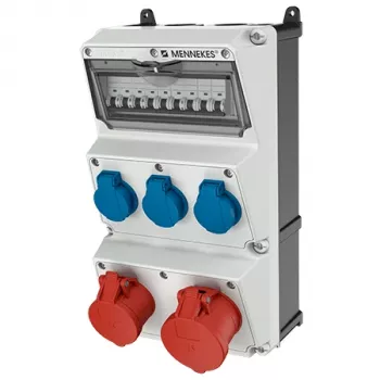 MENNEKES AMAXX 930011 Wandmontierte Steckdosenkombination, 63 A, IP44, Grau