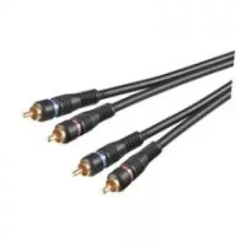 Wentronic AVK 132-1000 10 m RCA Audiokabel, 2x RCA Stecker auf 2x RCA Stecker, Schwarz 50434