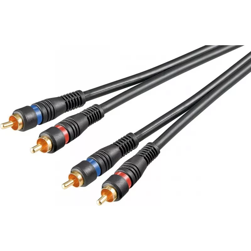 Wentronic AVK 132-1000 10 m RCA Audiokabel, 2x RCA Stecker auf 2x RCA Stecker, Schwarz 50434