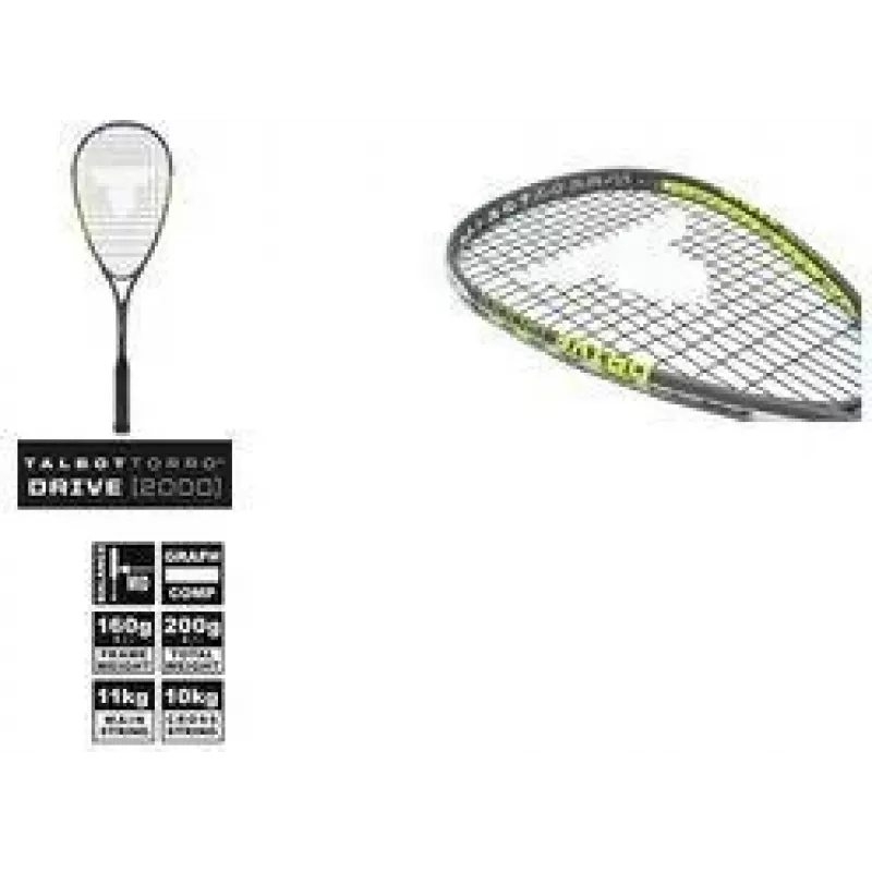 TALBOT torro Drive 2000 Squashschläger, Schwarz/Gelb, Allround-Plus Balanced 251002