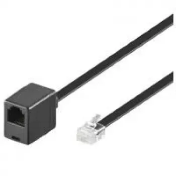 Wentronic Goobay Modulares Verlängerungskabel RJ12 6P6C Stecker auf Buchse, 6 m, Schwarz 68264