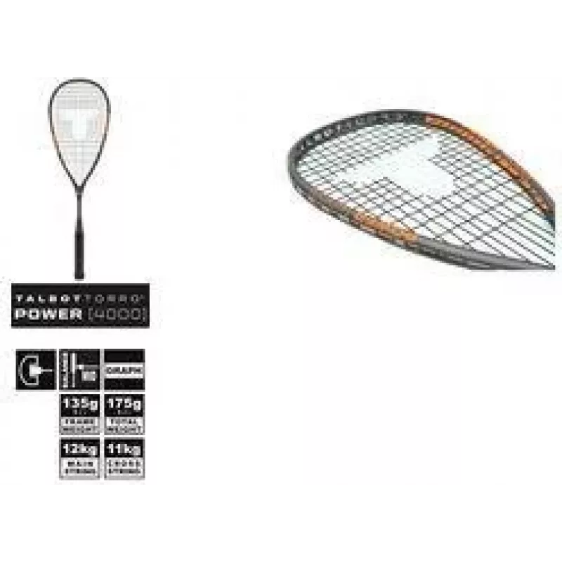 TALBOT TORRO Power 4000 Squashschläger, Schwarz/Orange, Ausgeglichen Offensiv, Y-Konstruktion 251004
