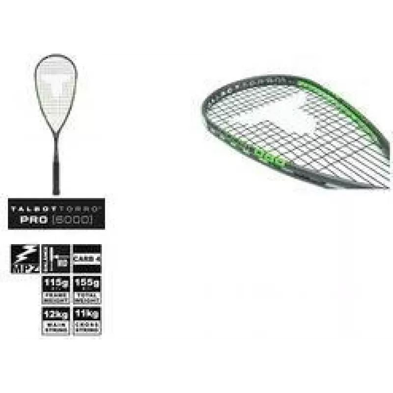 TALBOT TORRO Squashschläger Pro 6000, Schwarz / Grün, Offensiv, Y-Konstruktion, 1 Stück (251006)