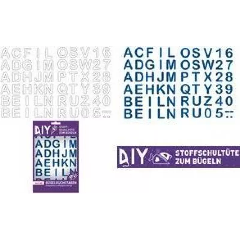 ROTH Bügelbuchstaben für DIY-Stoffschultüte, Weiß, A-Z Alphabet, 150 x 210 mm Blatt, 1 Blatt 658116