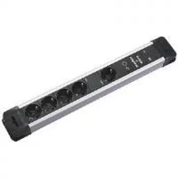 BACHMANN Schreibtisch-Steckdosenleiste Kunststoff 1+4-fach Master+Slave 2m Schwarz