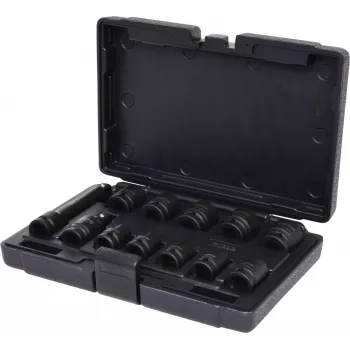 KS TOOLS 1/2 inch Sechskant-Schlagschrauber-Steckschlüsselsatz, kurz, 12-teilig (515.0112)
